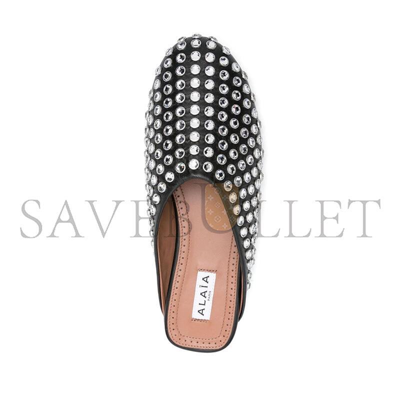 A1a1a CRYSTAL-EMBELLISHED LEATHER MULES